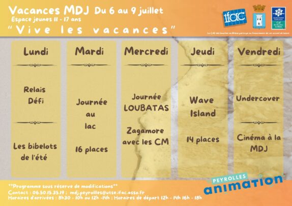 Programme vacances été 26 MDJ !